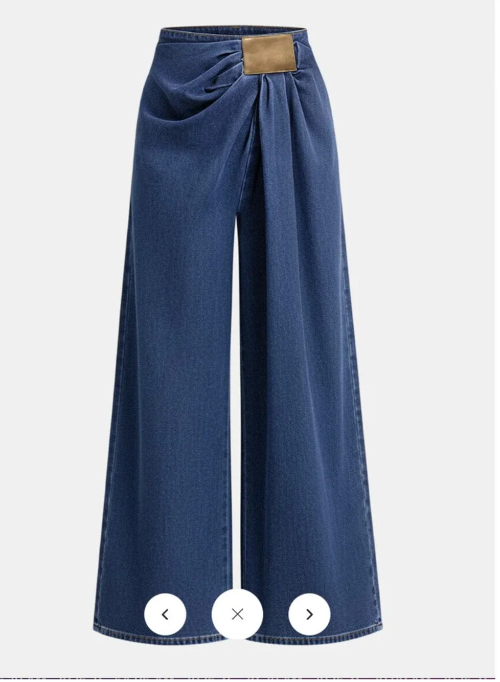 NWT Commense Asymmetrical Ruched Denim Wide-Leg Pants Sz M
